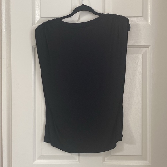 NWOT black jersey knit crew neck muscle tank with shoulder pads details - Picture 6 of 6